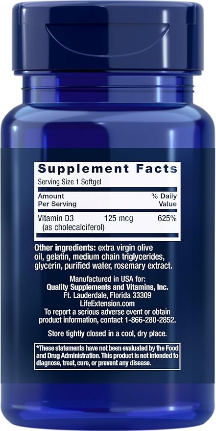 Life Extension Vitamin D3 5000 IU, Ashwagandha - Stress Relief, Focus, Memory, Mood Support - Non-GMO Supplement Bundle