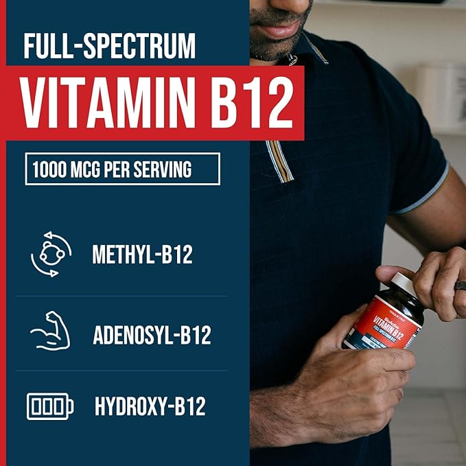 BioActive Vitamin B12 1000 mcg | All 3 BioActive Forms B12 Plus Methylfolate Cofactor - Methyl B12, Adenosyl B12 & Hydroxy B12 | Supports Energy, B12 Levels & Mood | Vegan, Non-GMO (60 Servings)