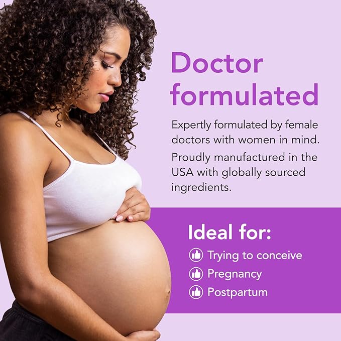Premom Prenatal Vitamins for Women - Conception for Her Multivitamin: 27 Nutrients, Includes 680mcg Methyl Folate + Choline + Iron, Traceable Ingredient, Fertility Supplements for Women -30 Day Supply