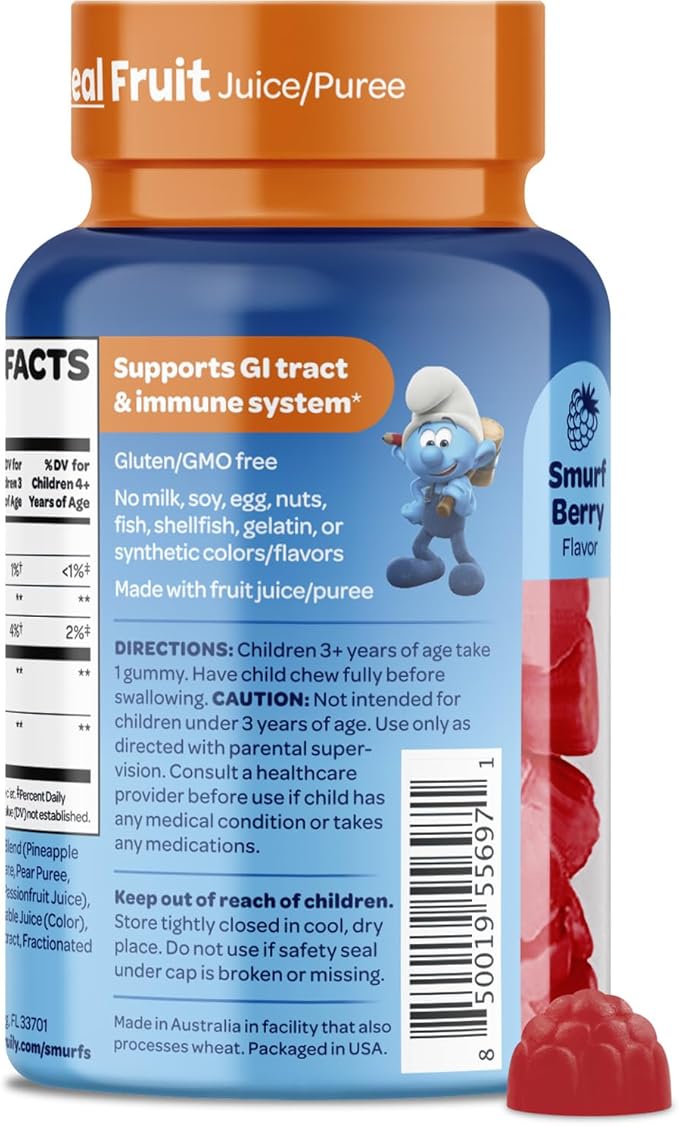 Smurfs Pre and Probiotics for Kids Gummies | Kids Probiotics Gummies for Digestion and Immunity | Made with Real Fruit | Doctor Developed | Non-GMO and No Artificial Flavors or Colors | 40 Gummies