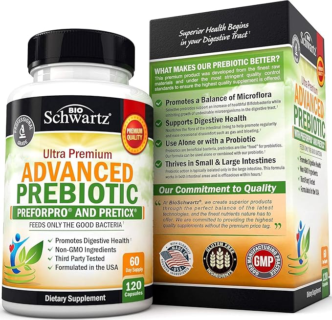 Advanced Prebiotics for Digestive Health - Fast Acting Gut Health Supplement with Clinically Validated Prebiotics for Women & Men for Healthy Gut Flora Bloating & Immune Support - 2 Month Supply
