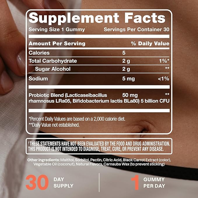 Cliganic Sugar-Free Probiotics Gummies for Men & Women (5 Billion CFU, 30-Day Supply) - Berry Flavor, Vegan, Non-GMO, Kosher, Gluten-Free, Promotes Digestive Health, Balances Gut Microbiome