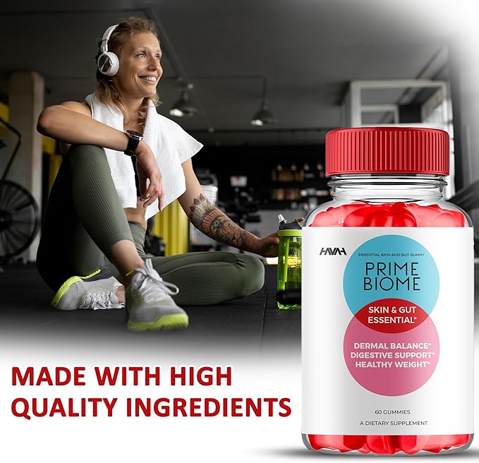 (5 Pack) Prime Biome Gummies PrimeBiome Skin & Gut Support Gummy Formula, PrimeBiome Overall Health & Wellness Vitamin B12 B6 Folic Acid Support Supplement, Prime Biome Advanced Formula (300 Gummies)