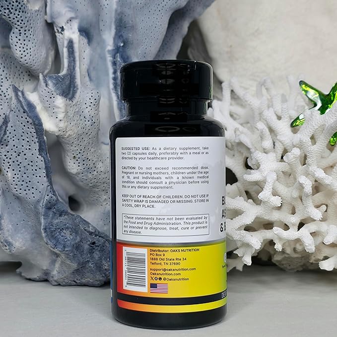 Premium 15-in-1 Sea Moss Multivitamin with Black Seed Oil, Ashwagandha, Turmeric, Bladderwrack, Burdock, Elderberry, Vitamin C & D3, Manuka Honey & ACV ā 60 Capsules