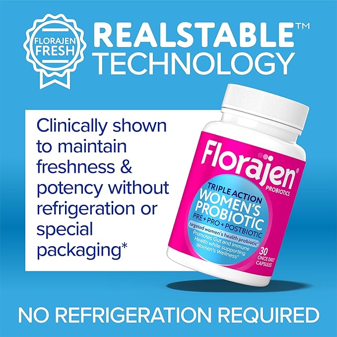 Florajen Complete Triple-Action Prebiotic + Probiotic + Postbiotic for Digestive & Immune Support - Fast-Acting Relief from Constipation & Bloating - Gluten-Free - Vegan - Non-GMO - 30-Count