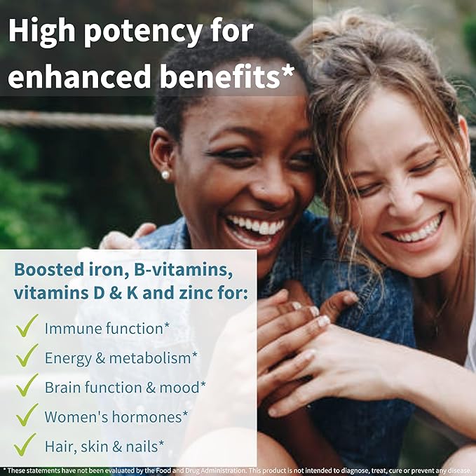 Igennus High Potency Methylated Multivitamin for Women, Pure & Clean Ingredients, MTHFR Supplement with Active B-Vitamins, Vitamin K2 MK7, Gentle Iron, Sustained Released, Non-GMO & Halal, 60 Tablets