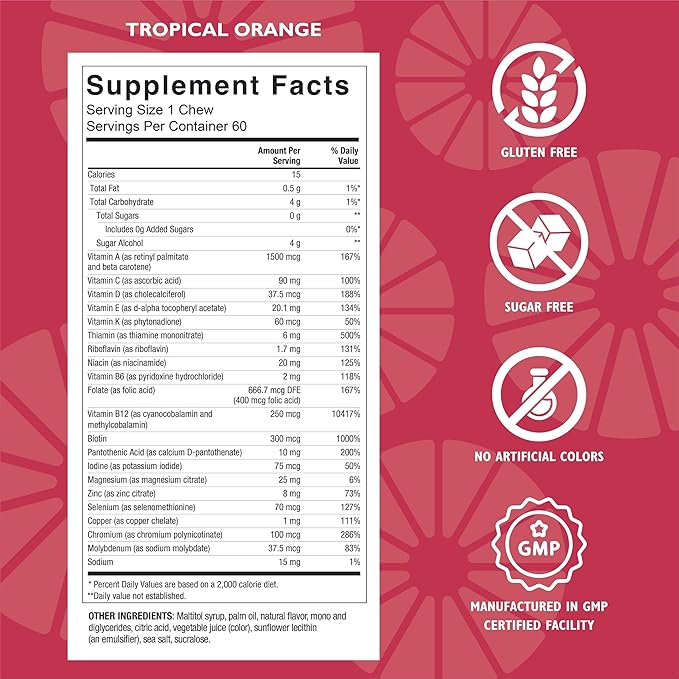 Celebrate Vitamins Bariatric Multivitamin Soft Chews - Essential Vitamins & Minerals, Sugar & Gluten Free - Gastric Bypass & Sleeve Gastrectomy Supplement - Berry/Orange/Cherry (180ct)