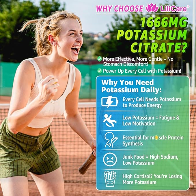 Potassium Citrate Gummies 1666mg for Adults - Potassium Supplement, Magnesium Glycinate, Zinc, B6, B12 & C â Electrolyte Gummies for Energy, Recovery & Leg Cramps, Vegan 60 Cts