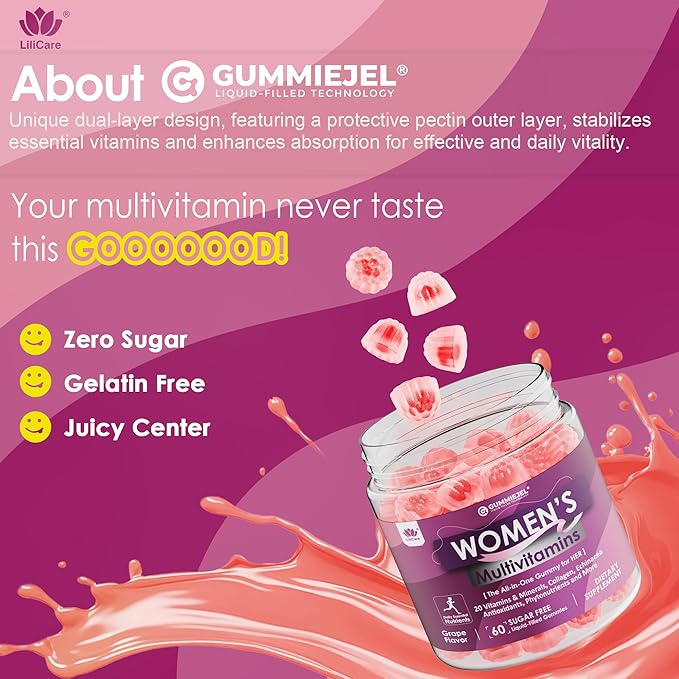 2 Pack - Womens Multivitamin Gummy with Iron, Biotin 2500mcg, Collagen, Keratin, Daily Vitamins A C D E Folate, B Complex, Methylated Multivitamin for Women Support Energy, Beauty, Immune, Sugar Free