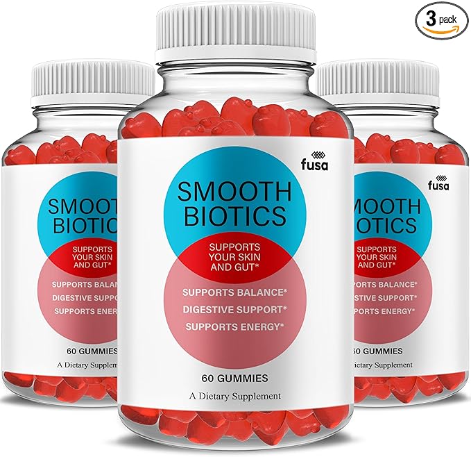 (3 Pack) SmoothBiotics Skin & Gut Support Gummy Formula, SmoothBiotics Overall Health & Wellness Vitamin B12 B6 Folic Acid Support Supplement, SmoothBiotics Advanced Supplement Formula (180 Gummies)