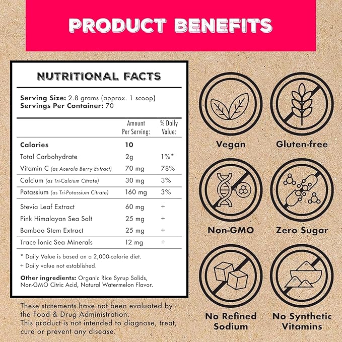 Superieur Electrolyte Powder Packets - Vegan Electrolyte Hydration Powder w/Sea Minerals - Keto Friendly, Non-GMO, Zero Sugar Electrolyte Supplement - Healthy Sports Drink - Raspberry (14 Packets)