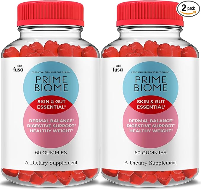 (2 Pack) Prime Biome Gummies PrimeBiome Skin & Gut Support Gummy, PrimeBiome Overall Health & Wellness Vitamin B12 B6 Folic Acid Supplement, Prime Biomes Advanced Support Gummy (120 Gummies)