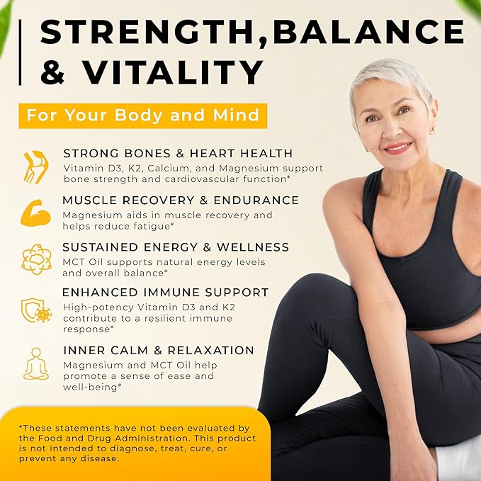 Liquid Vitamin D3 K2 Magnesium Liposomal Drops with 10000 IU Cholecalciferol, MK7, Vitamin A, Calcium, MCT Oil, Organic Sunflower Lecithin for Thyroid Immune Bone Heart Skin ADK Supplement