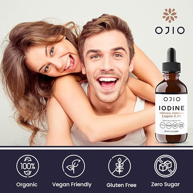 Lugols Iodine Solution 2% - 1 Year Supply - High Potency Liquid Oral Iodine Drops with Superior Absorption – Improves Overall Health & Energy for Women, Men, Kids - 2 fl Oz (Pack of 2)