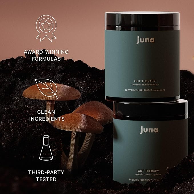 Juna Gut Therapy - Advanced Brain & Gut Health Support with Prebiotic & Probiotics - Improved Mood, Attention & Energy - Supports Memory, Focus & Mental Clarity - Fuel Cognitive Performance (80 Caps)
