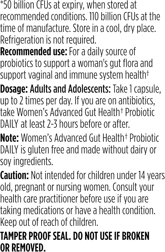 Genuine Health Women's Daily Probiotic, Helps Promote Healthy Digestion, Gut Health & Vaginal & Skin Health, Multi-Strain Formula (60 Count)