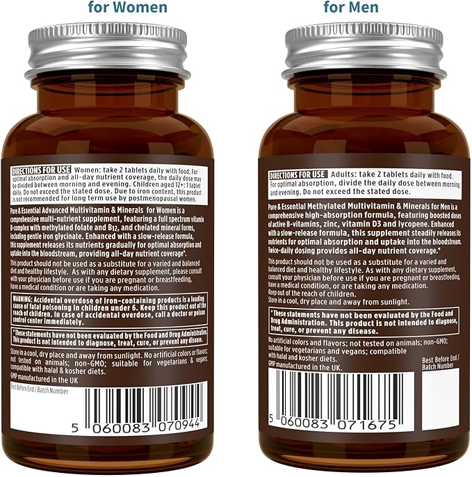 Igennus Methylated Multivitamin for Men & Women 2-Pack, All-Day Nutrient Delivery, Pure & Clean, Methylfolate & Methylcobalamin, High Strength MTHFR Supplement, Non-GMO & Halal, 30 Day Supply