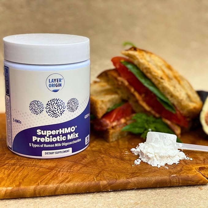 Layer Origin SuperHMO Prebiotic Mix with 5 HMOs for Gut, Digestion, Brain Health - Powder, 28 Servings
