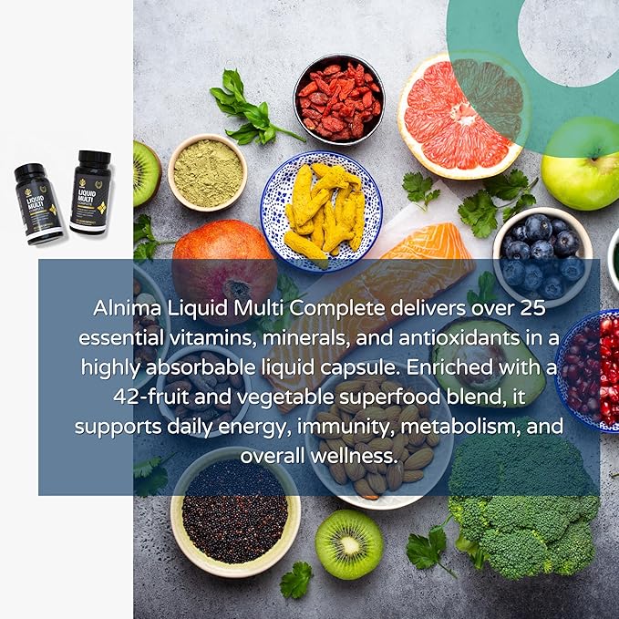 Liquid Multivitamin Complete – 25+ Vitamins & Minerals with 42 Superfood Extracts – Halal Certified – Immune, Energy & Wellness Support – 60 Liquid Capsules – Made in USA