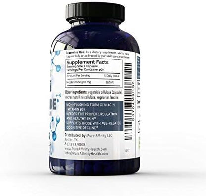 200 Count! B3 Nicotinamide 500 mg Effective Flush-Free Niacin. Energy Booster, Cell Regenerator, Supports Cognitive Decline, Anti-Aging and Helps Breaks Down Carbs & Fats (200 Ct)