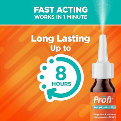 Profi Everyday Nasal Spray - Helps Defend Against Airborne Germs and Allergies, Lasts Up to 8 Hours, Advanced Nasal Spray for Air Travel, Work, Conferences & Indoor Gatherings - 180 Sprays, 0.58 FL OZ