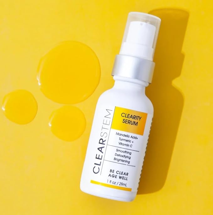 CLEARSTEM - CLEARITY The Blackhead Dissolver Mandelic Acid Serum - Vitamin C, Turmeric, Collagen Boost - All Skin Types - Facial Skin Care Products - Gluten Free, Cruelty Free - 1 fl oz / 29ml