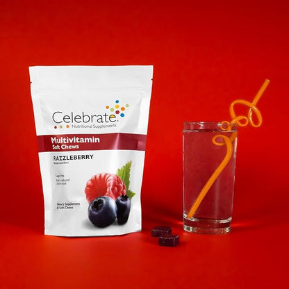 Celebrate Vitamins Bariatric Multivitamin Soft Chews - Essential Vitamins & Minerals, Sugar & Gluten Free - Gastric Bypass & Sleeve Gastrectomy Supplement - Berry (180ct)