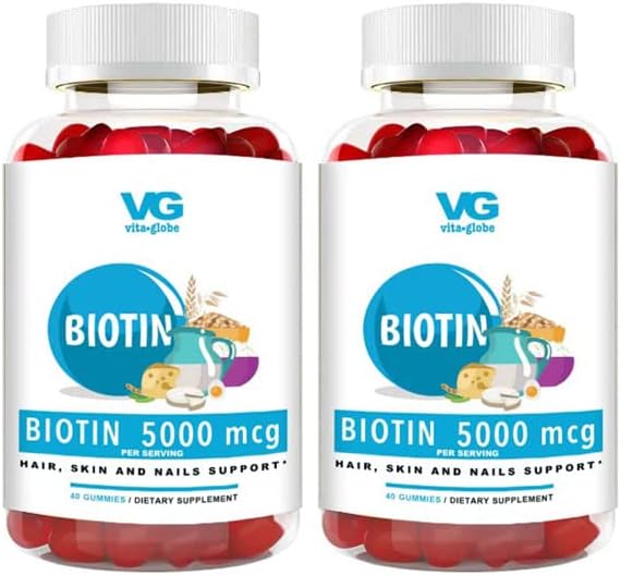 Biotin Gummy Vitamins 5000mcg - Mixed Berry Gummy for Hair, Skin & Nails, 80 Count (Pack of 2)