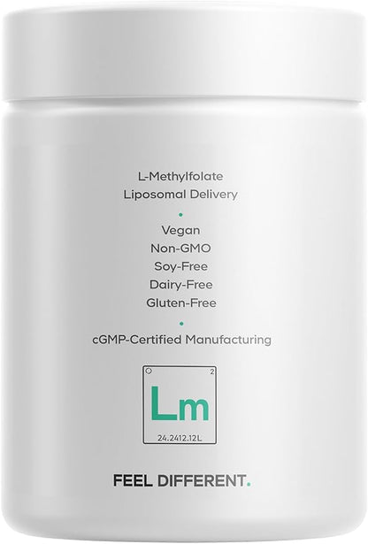 Codeage Liposomal L-Methylfolate 5-MTHF+ - Active Vitamin B9, Methylcobalamin B12, Betaine TMG, B6-2-Month Supply Multivitamins - Liposomal Delivery - Bioavailable B-Vitamin Complex - 60 Capsules