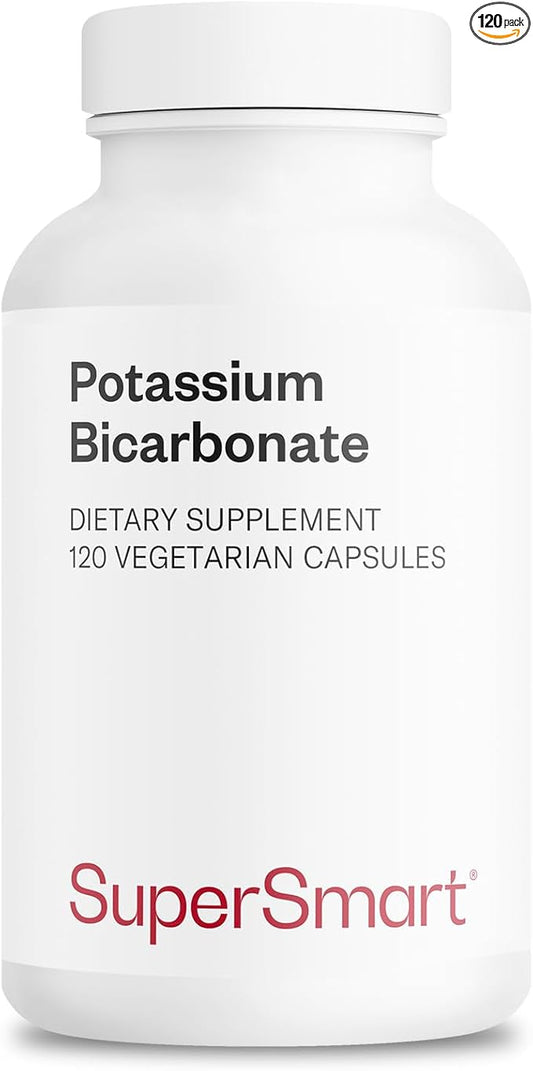 Supersmart - Potassium Bicarbonate 5400mg per Day (High Dose) - Electrolyte Mineral - Acid-Base Balance pH - Heart, Muscle & Nerve Health | Non-GMO & Gluten Free - 120 Vegetarian Capsules
