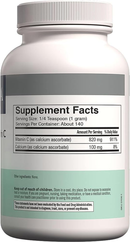 FREEDA Buffered Vitamin C Powder (Calcium Ascorbate) – Non-Acidic, Stomach-Friendly Vitamin C for Sensitive Individuals – Vegan, Kosher, Sugar-Free Immune Support – 5 oz