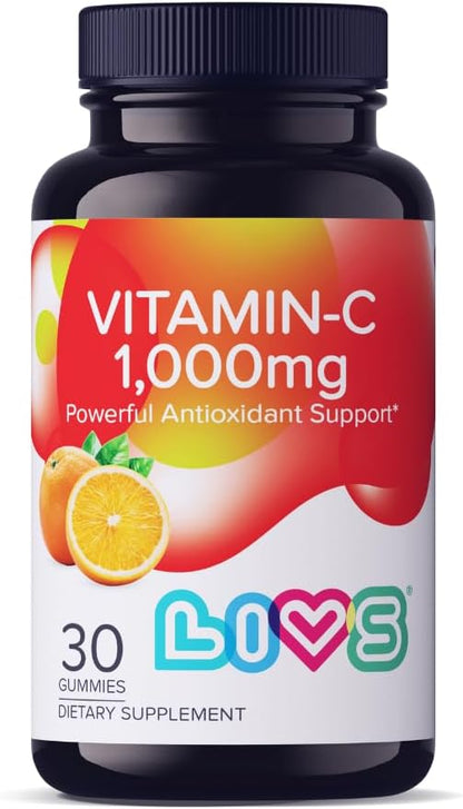 Vitamin C 1000mg Gummies for Kids & Adults | antioxidants & Immune Support Supplement | Hair, Skin and Nails Vitamins for Women & Men | Vegen & Free from GMO & Gluten - 1000mg VIT C/Dose - 30 ct