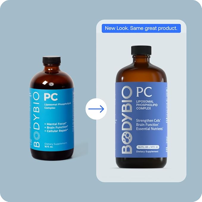 BodyBio PC - Phosphatidylcholine for Brain Health, Mental Clarity, Cognitive Function, Cellular Repair & Healthy Aging, Phospholipid Complex Supplement for Gentle Daily Detox