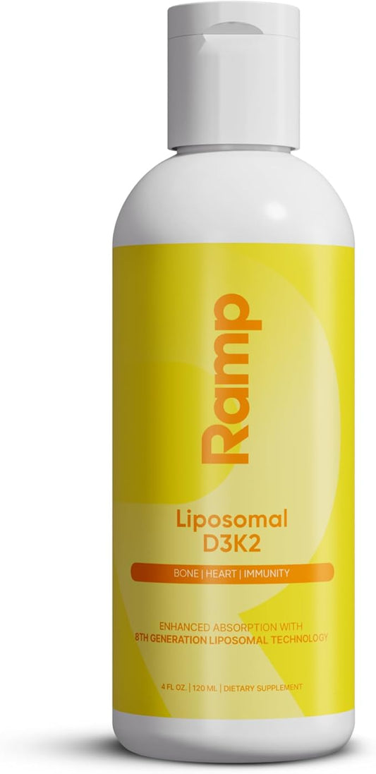 Liposomal D3K2 Liquid – Vegan, Non-GMO, High Absorption Vitamin D3 + K2 Supplement for Bone, Heart & Immune Support – 60 Servings