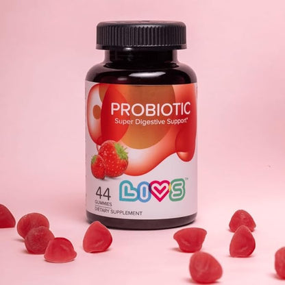 Probiotic Gummies for Women and Men – 5 Billion CFUs Bacillus Coagulans for Digestive Gut Health, Mood Support & Immune Boost | All Natural, Plant-Based, Vegan, Strawberry Flavor - 88 Count