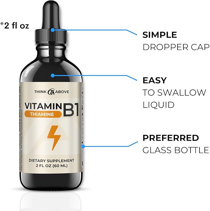 Vitamin B1 Thiamine Mononitrate - Liquid Drops Supplement (2 FL OZ)