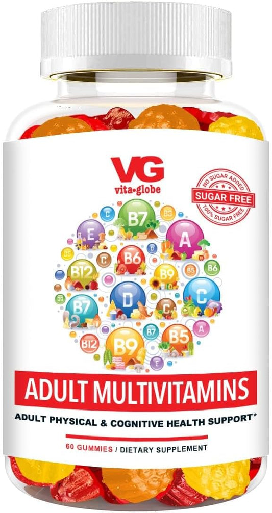 Adult Multivitamin Gummies – Sugar-Free Formula with Vitamins C, D, E, B6, B12, Folate, Biotin, Niacin, Pantothenic Acid, Sodium & Inositol | Daily Wellness Support – 60 Count (Pack of 1)