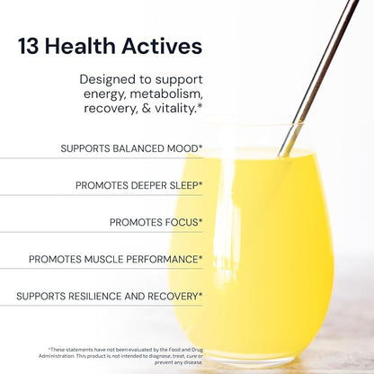 Blueprint Bryan Johnson Longevity Mix - Muscle Builder & Recovery Supplement - Promotes Focus and Balanced Mood - Magnesium, Creatine, L-Theanine, Glutathione & Vitamin C- 30 Servings, Pineapple Yuzu