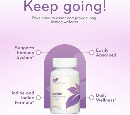 High Potency Potassium Iodine Supplement - Potassium Iodide USP and Free Iodine Capsules 12.5mg Precise Dosage Blend - Capsule Alternative to Lugol's Supplement for Thyroid Energy & Immunity (3 Month)