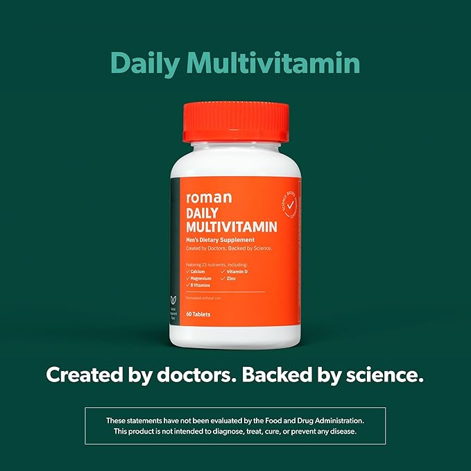 Ro Daily Multivitamin for Men | Supports Physical Activity, Brain + Heart Health, and Immune System with 23 Key Nutrients Including Calcium, Magnesium, and Zinc | 60-Day Supply (120 Tablets)