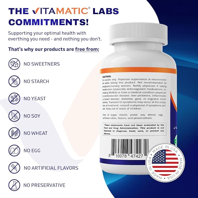 Vitamatic Niacin (Vitamin B3) 500mg, Sustained Release, 240 Tablets - Non-GMO & Gluten Free- 2 Pack