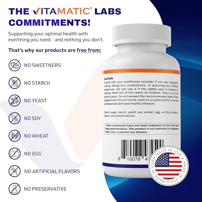 Vitamatic Folic Acid 400 mcg - 500 Vegetarian Tablets - Vitamin B9-2 Pack