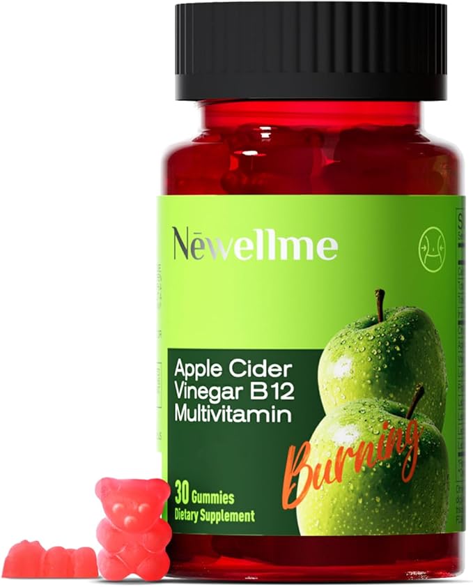 Sugar-Free Apple Cider Vinegar (ACV) Gummies with The Mother & B12, Vegan, Non-GMO, Gluten- & Gelatin-Free, 30 Count, Great Taste, Keto-Friendly