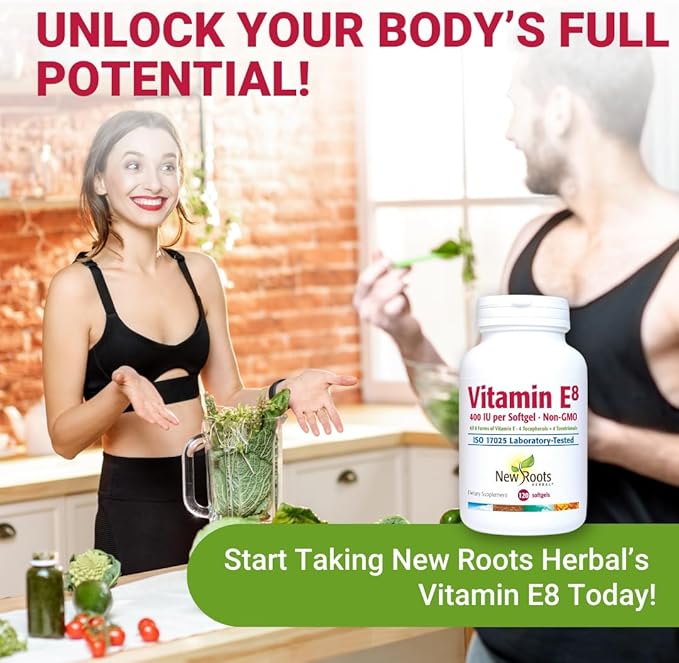 Vitamin E Supplement 400 IU Capsules Organic | All 8 Types of Naturally Sourced Vitamin E for Vision & Brain Support | 4 Tocopherols & 4 Tocotrienols for Men & Women (120 Softgels)