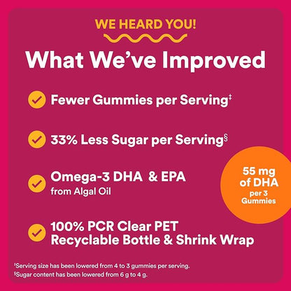SmartyPants Multivitamin Gummy for Women 50 and Over - Improved Formula: Omega 3 (DHA/EPA), Methylfolate, CoQ10, Vitamin D3, C, Vitamin B12, B6, A, K, Biotin, Gluten Free, 90 Count (30 Day Supply)