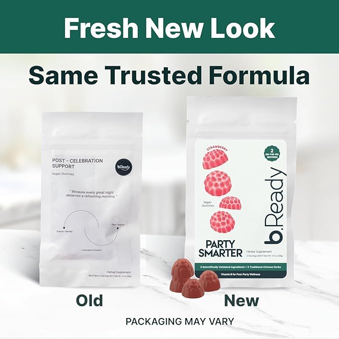 Morning Recovery Gummies for Post-Celebration, Travel & Jet lag Wellness with Vitamin B, Milk Thistle & Prickly Pear | Party Smarter with Strawberry Flavor Vegan Gummies (2 Servings)