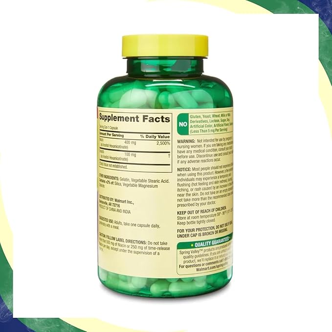 Vitamin B3 Niacin 500mg Flush Free Capsules, Dietary Supplement 240 Pills (Pack of 1)