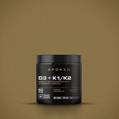 Vitamin D3 with K1 and K2, Supports Strong Bones and Muscles, 60 Day Supply