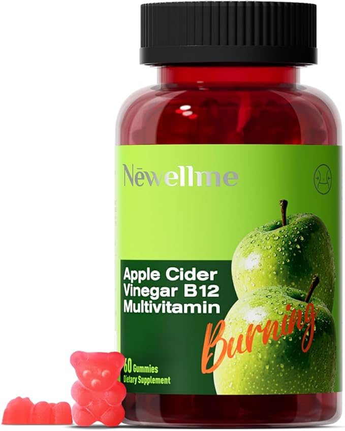 Sugar-Free Apple Cider Vinegar (ACV) Gummies with The Mother & B12, Vegan, Non-GMO, Gluten- & Gelatin-Free, 60 Count, Great Taste, Keto-Friendly