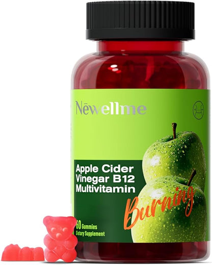 Sugar-Free Apple Cider Vinegar (ACV) Gummies with The Mother & B12, Vegan, Non-GMO, Gluten- & Gelatin-Free, 60 Count, Great Taste, Keto-Friendly